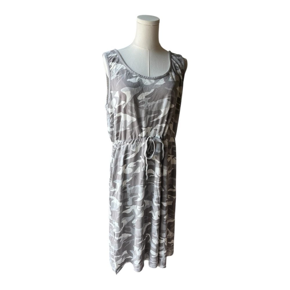 Tribal Jeans Gray Camo‎ Sleeveless Dress XL | Drawstring Waist, Pockets